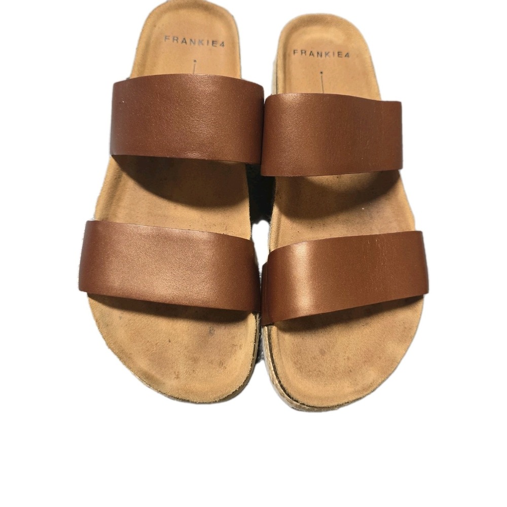 FRANKIE4 Maria III Cognac Leather Slide Sandals Women's Size 8 US Orthotic...